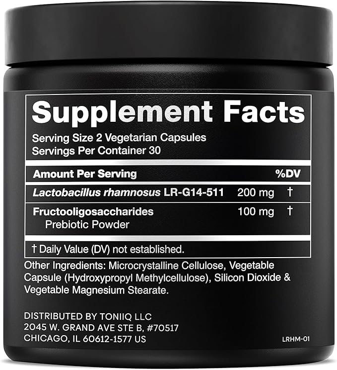 Toniiq Lactobacillus Rhamnosus – Ultra High Strength 100B CFU with Prebiotic FOS – Delayed Release Capsules – Third-Party Lab Tested – 60 Capsules