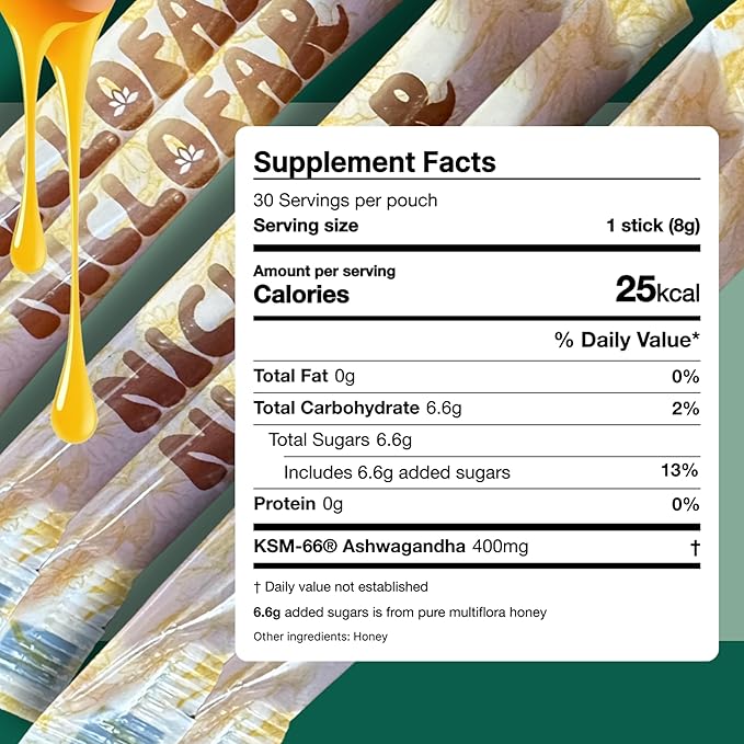 KSM-66 Ashwagandha Power Sticks Full Spectrum 400 mg KSM 66 Ashwagandha Root Extract per serving | standardized &gt 5% Withanolides high absorption Boost Energy | Reduce Stress | Mood Support | Focu
