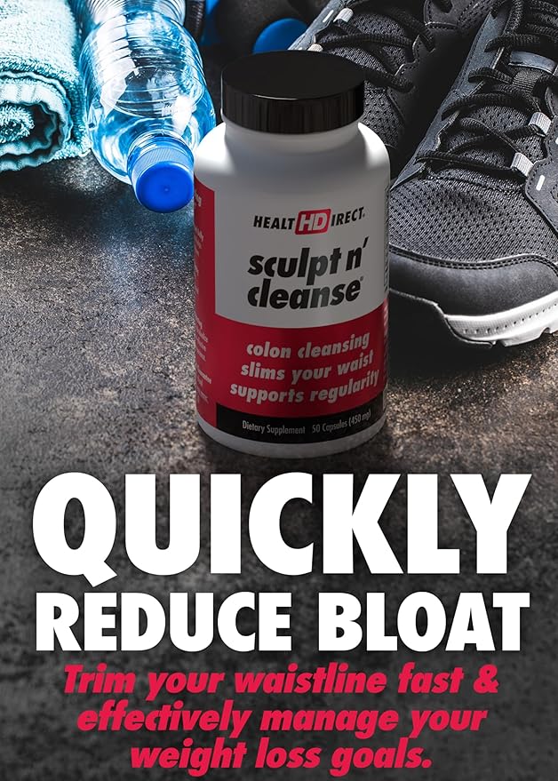 HEALTH DIRECT Sculpt n' Cleanse - Herbal Colon Cleanse for Digestive Health &amp Regularity - Natural Detox &amp Gut Flush Supplement - 50 Veggie Capsules
