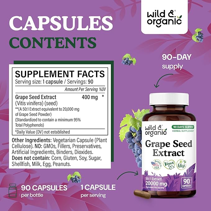 Wild &amp Organic Grape Seed Extract 90 Capsules &amp Beet Root 90 Capsules