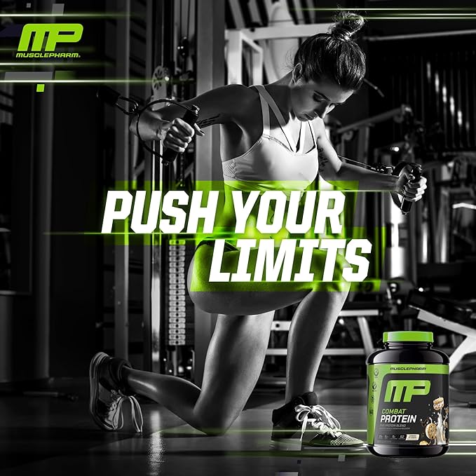 MusclePharm Combat Protein Powder Cookies ‘N’ Cream Flavor Fuels Muscles for Productive Workouts 5 Protein Sources including Whey Protein Isolate &amp Egg Albumin Gluten Free 4 lb 52 Servings