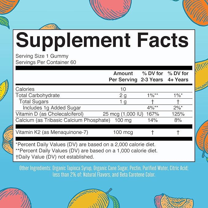 MaryRuth's Kids Magnesium Calm Gummies (Hibiscus) &amp Vitamin K2+D3 Gummies (Peach Mango &amp Apricot) | No Gelatin! | Vitamins for Sleep Bone Support &amp Overall Health | Vegan Non-GMO Glute