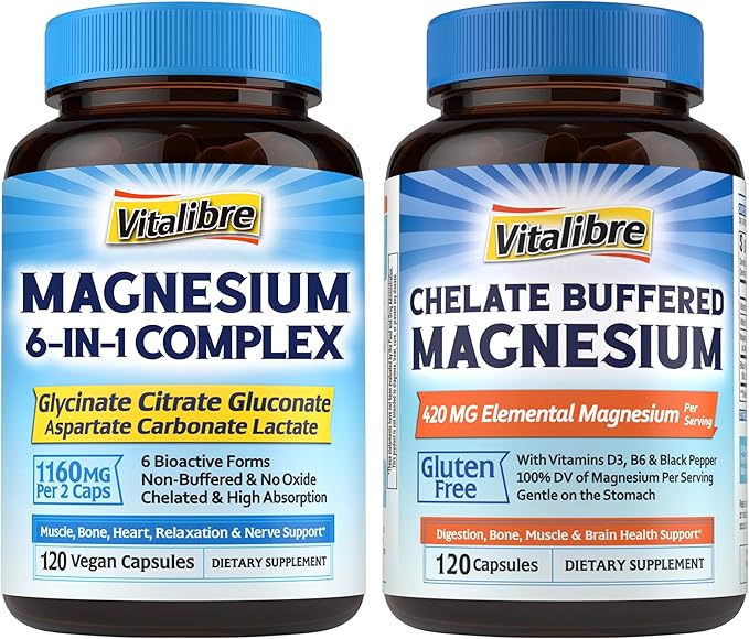 6 in 1 Magnesium Complex 120 Caps and Magnesium Citrate 120 Caps