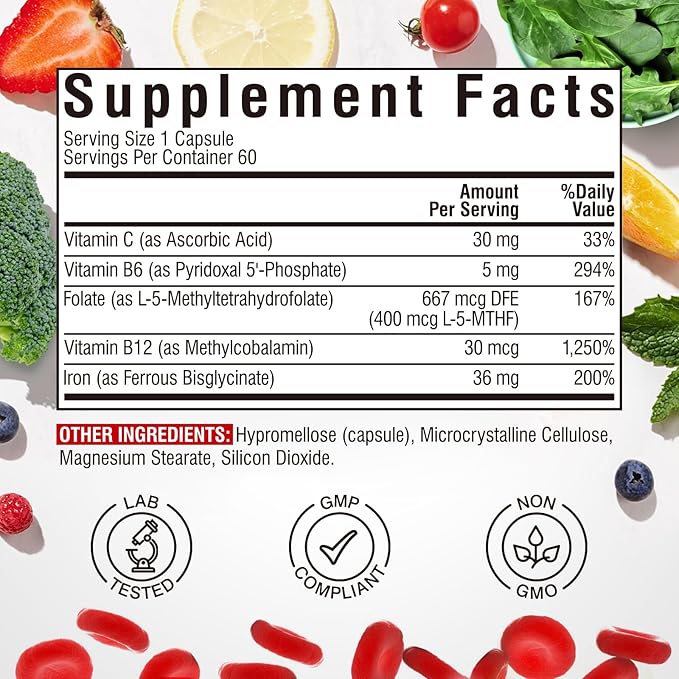 Iron Complex Supplement 60 Capsules &amp Vitamin D3 K2 Supplement 10000 IU 90 Softgels