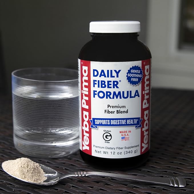 Yerba Prima Daily Fiber Formula Powder - 12 oz (Pack of 2) - Soluble &amp Insoluble Dietary Fiber Supplement - Colon Cleanse - Gut Health - Vegan Non-GMO Gluten-Free