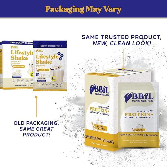 BBfL Plant-Based Protein Shake – 21g Vegan Protein Vanilla Bean + Apple Cider Vinegar Prebiotics Digestive Enzymes Supports Gut Health – All-in-One Shake for Women &amp Men (10 Servings Vanilla