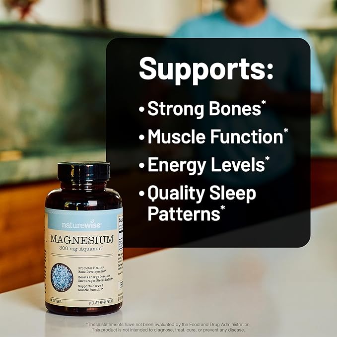 NatureWise [1] Marine Magnesium 300mg - Naturally Sourced Non-GMO - 90 Softgels[60-Day Supply] + [1] Ashwagandha for Stress + GABA &amp L-Theanine - 60 Capsules[30-Day Supply]