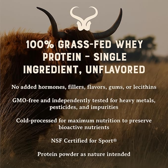 HEART &amp SOIL 100% Grass Fed Protein Powder – Single Ingredient: Whey Protein Concentrate - UNFLAVORED – Cold-Processed to Preserve Nutrients – 24g of Pure Grass Fed Whey Per Serving – 2lbs