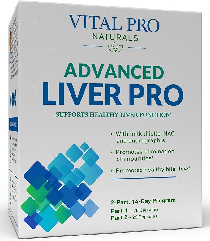 Vital Pro Naturals – Advanced Liver Pro Liver Cleanse and Detox with Milk Thistle NAC Supplement N-Acetyl Cysteine Alpha Lipoic Acid 2-Part 14-Day Kit 56 Capsules