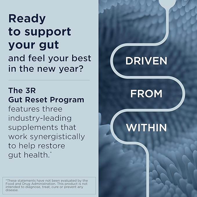 Designs for Health 3R Gut Reset Program - IgGI Immunoglobulin Capsules ProbioMed 50 Probiotic GI Revive to Soothe Coat &amp Fortify (3 Products)