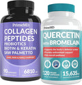 27-in-1 Hair Skin and Nails Vitamins (6810mg) w/Biotin and Collagen Hair Growth Vitamins with Probiotics and Saw Palmetto 90 ct - 28-in-1 Quercetin with Bromelain for Daily Immune Defense (120ct)