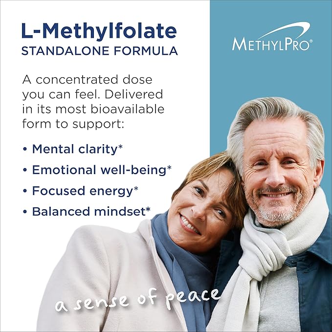 MethylPro L-Methylfolate 7.5 mg - Supports a Healthy Mindset - Active Folate for Methylation Support &amp Biochemical Reactions - Highly Bioavailable - Flexible Dosing - 90 Servings - 90 Capsules