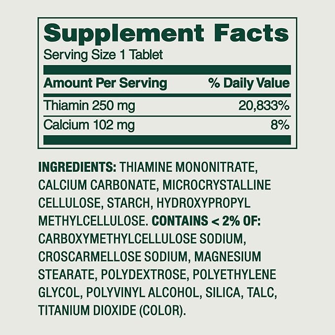 SUREFECT Spring Valley Vitamin B1 (Thiamin) 250 mg - 100 Tablets for Metabolic &amp Nervous Function Organizer