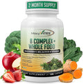 MoxyVites Vitamin B Complex - B Vitamins Whole Food Supplement B12 Methylcobalamin B1 B2 B3 B5 B6 B7 B9 - for Stress Energy and Immune Support Vegan 120 Capsules