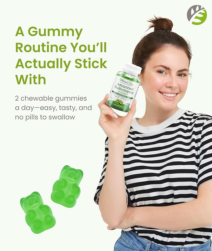 BariSlim Advanced Bariatric Multivitamin Gummies - Specially Formulated Bariatric Vitamins for Patients After Weight Loss Surgery - Supports Energy &amp Immune Health | Kiwi (90 Vegan Gummies)