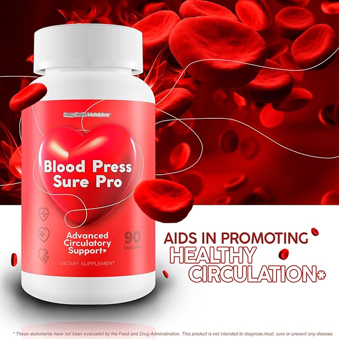 Blood Press Sure Pro With Magnesium 12 - Our Best Circulation Support Pressure Supplement - Circulation Vitamin Blood Flow - High Pressure Pills - Blood Flow Vasodilator Blood Circulation Supplements