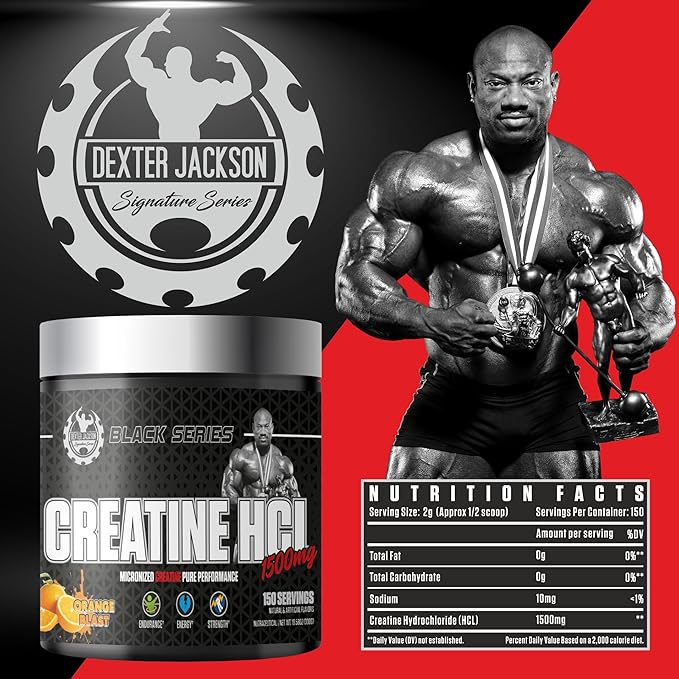 Black Series Creatine Hcl 1500mg | 300g (150 Serving Orange Blast)