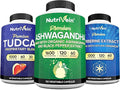 Nutrivein Premium TUDCA Berberine Supplements and Ashwagandha Supplements Bundle: High-Absorption Berberine Complex Ashwagandha Root Extract &amp TUDCA for Detox Vitality &amp Well-Being