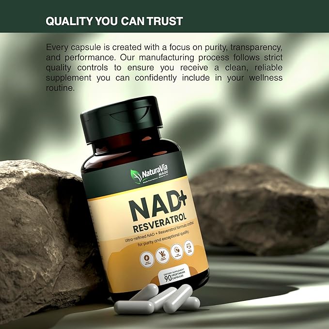 Nicotinamide Riboside Supplement with Resveratrol &amp Quercetin – 900mg Multi-Ingredient Blend – Supports NAD Levels – 90 Vegan Capsules – Made in USA