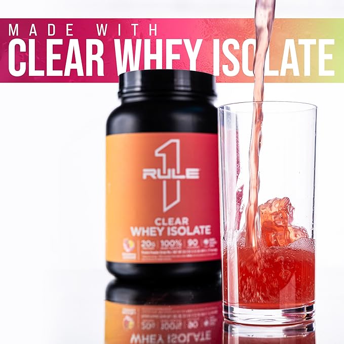 Rule 1 Clear Whey Isolate - 20g All-Whey Isolate Protein Mix Over 9g EAAs 90 Calories Zero Sugar Easy to Digest Light Crisp and Refreshing Taste (27 Servings Cherry Limade)