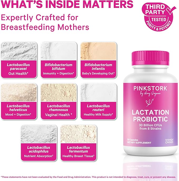 Pink Stork Lactation Probiotic Mint and Digestive Enzymes Bundle – Supports Digestive and Lactation Wellness – Breastfeeding Vitamins with Herbs and Enzymes