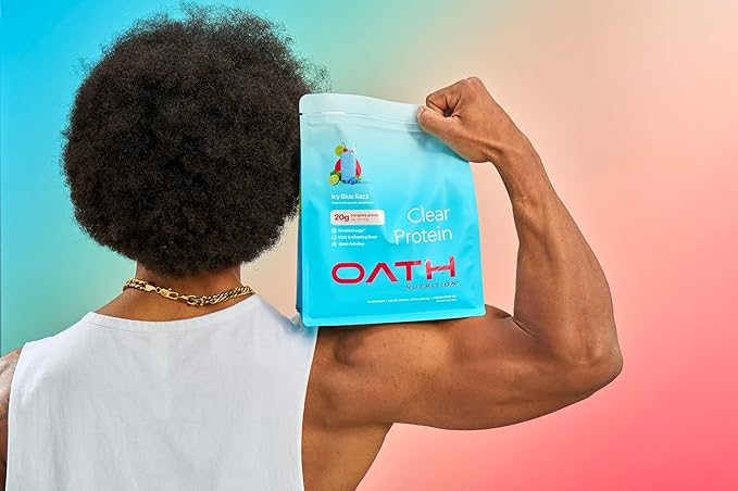 Oath Nutrition Clear Whey Isolate Protein Powder ICY Blue Razz 20g Complete Protein per Serving No Added Sugar Grass-Fed 21 Servings