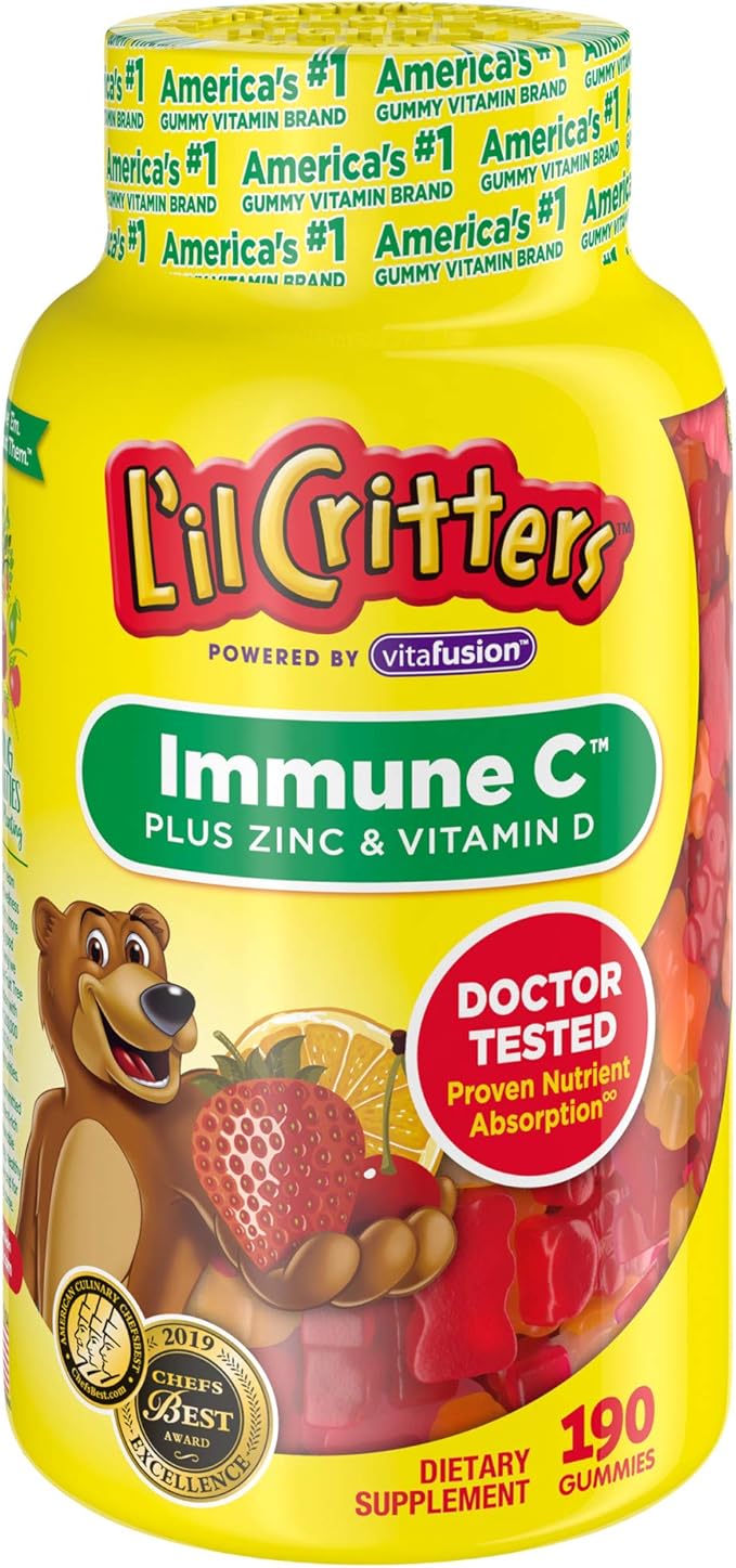 L'il Critters Paw Patrol &amp Immune C Gummy Vitamins for Kids Vitamin C D3 Zinc 190 Gummies Each