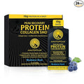 Peak Recovery Protein Collagen 1oz Shot Easy Protein Shots Protein Shots Liquid Collagen Collagen Peptides Protein Drinks 24 Ct Pouches Per Box (Natural Blueberry)