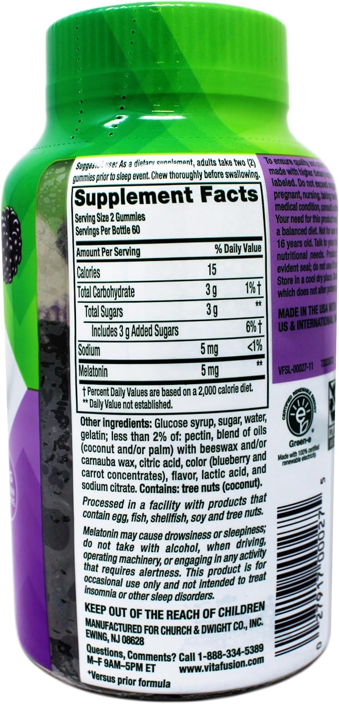 Extra Strength Melatonin BlackBerry 5mg 120 Count (2 Bottles)