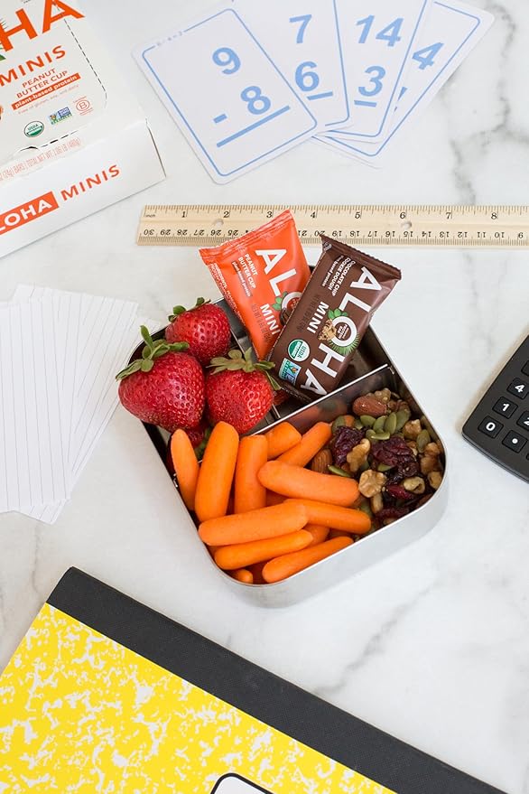 ALOHA Organic Plant Based Protein Bar MINIS |Peanut Butter Cup | 20 Count 24g Bars | Vegan Low Sugar Gluten Free Low Carb Non-GMO Stevia Free Soy Free No Sugar Alcohols