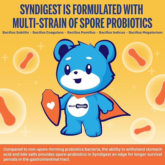 Syndigest probiotic daily care for women &amp men with dual benefit of 5 probiotic &amp prebiotic strains balance gut health &amp relieves constipation travel friendly 60 capsules (2 billions CF