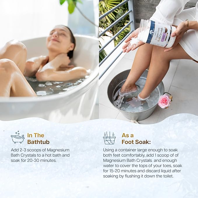 Health and Wisdom Magnesium Bath Crystals - Bath Salts with High Concentration &amp Enhanced Absorption for Muscle &amp Joint Relief - Dead Sea Sourced - Unscented - 14 lbs - Up to 113 Uses