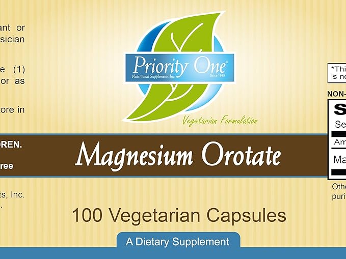 Priority One Vitamins - Magnesium Orotate 100 Capsules - Bioavailable Magnesium