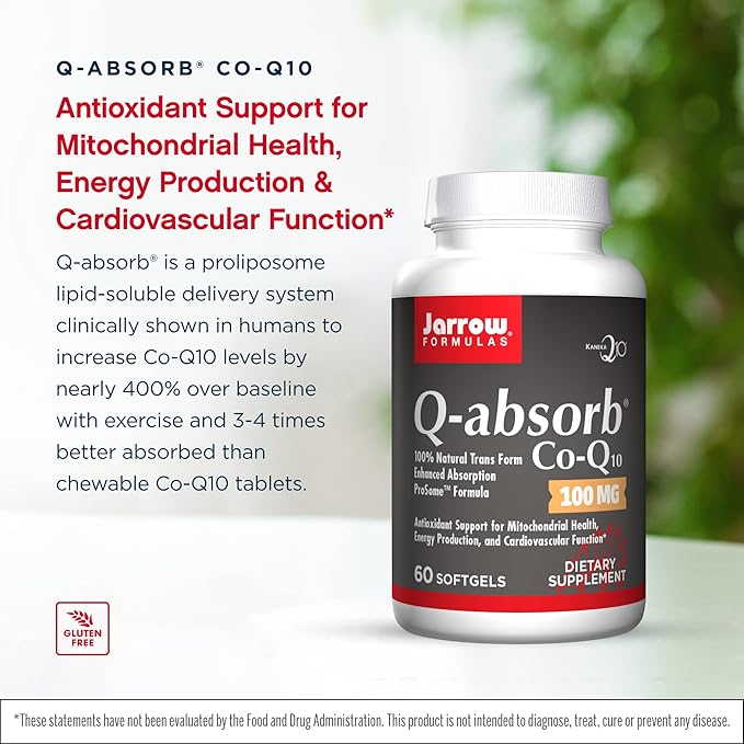 Jarrow Formulas Q-Absorb Co-Q10 100 mg - 60 Softgels Pack of 2 - High Absorption Co-Q10 - Antioxidant Support for Mitochondrial Energy Production &amp Cardiovascular Health - Up to 120 Total Serving