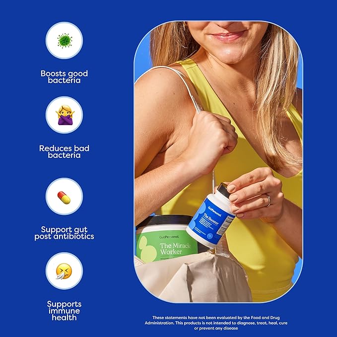 GutPersonal The Booster Targeted Probiotic for Gut Health: Boost Good Bacteria Reduce Bad Bacteria and Support The Immune System with 5 Billion CFU Saccharomyces Boulardii Capsules 60 Servings