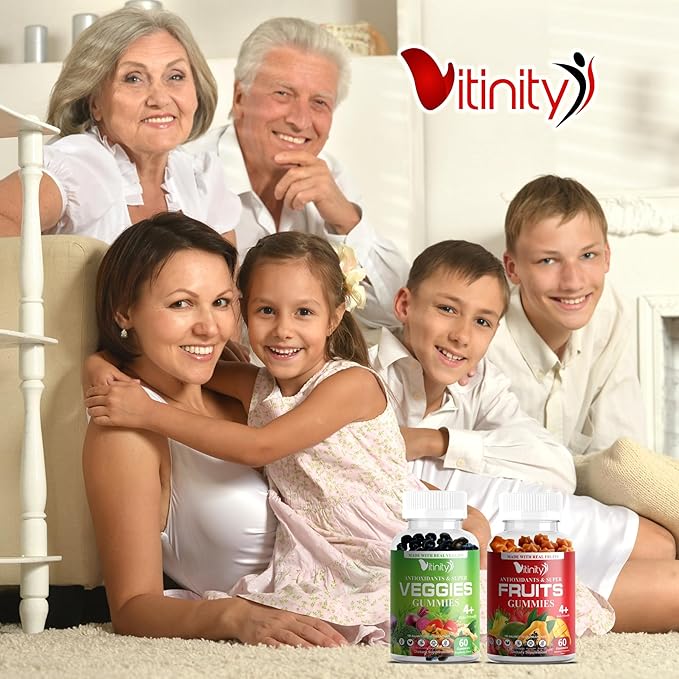 VITINITY Made with Real Fruit-Real Veggie Gummies-Superfood Vegetable Vitamin Supplement for WomenMenKids-Blend of Fruit and Greens for Daily Health.Fruits and Vegetables Supplements (30-Day Supply)