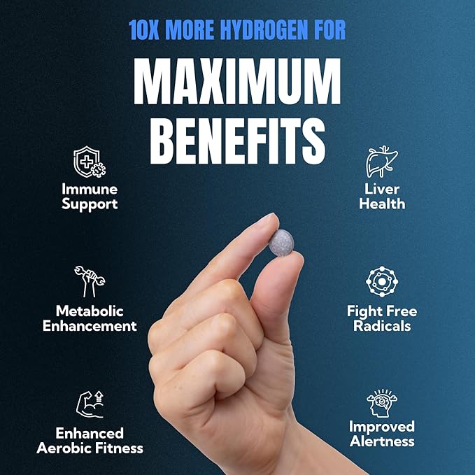 EVOLV Hydrogen Water Tablets – 12 PPM Molecular Hydrogen for Hydrogen-Rich Drinking Water - Powerful Antioxidant Support Boost Hydration &amp Immunity with Elemental Magnesium &amp Calcium - 30 Tab