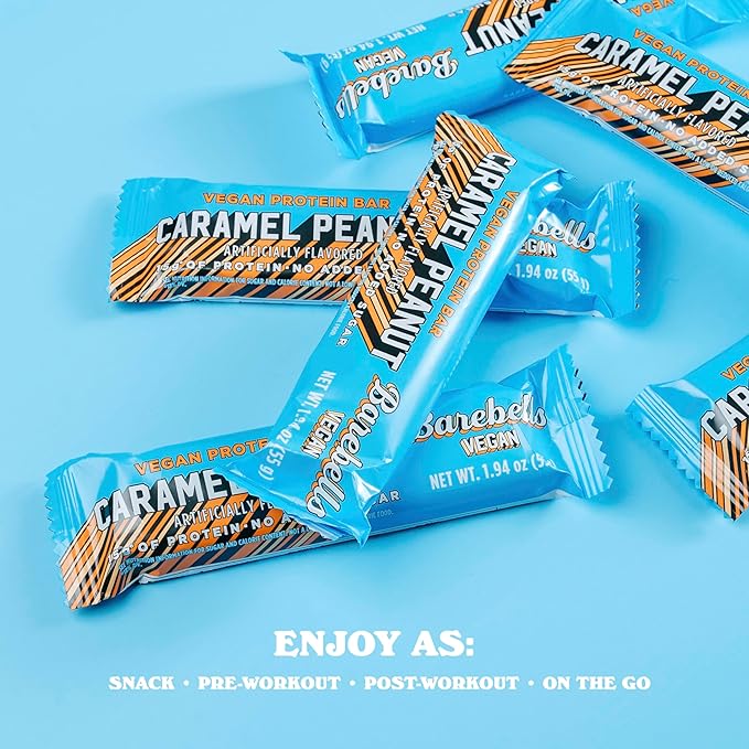 Barebells Vegan Protein Bars Hazelnut-Nougat &amp Peanut Caramel - 24 count 15g of Plant-Based High Protein Treats - Chocolate Nutrition Bar with 1g Total Sugar - On The Go Breakfast or Post-Workout