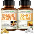 Boswellia Turmeric Curcumin Supplement + Vitamin D3 K2 5000 IU Bundle – Supports Joint Health &amp Immune Bone Heart Health – with Ginger Root Organic Turmeric Powder Vitamin D K2 Calcium