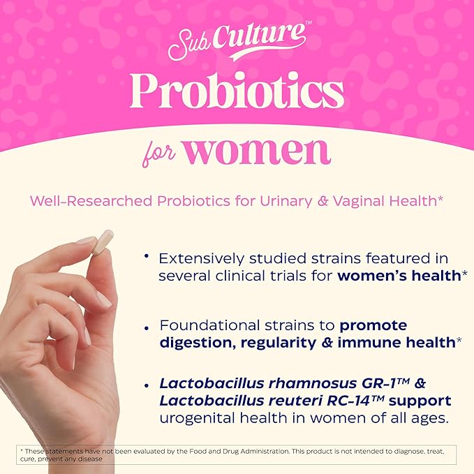 Enzymedica SubCulture Probiotics for Women 50 Billion CFU Vaginal &amp Urinary Health Immune and Digestive Support 30 Capsules Pack of 2