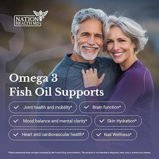 Omega-3 MD Fish Oil - Omega 3 Supplement for Women &amp Men - Wild-Caught &amp Burpless Fish Oil 3600 mg - with Omega3 Fatty Acid EPA 1300 mg + DHA 860 mg - 90 Softgels