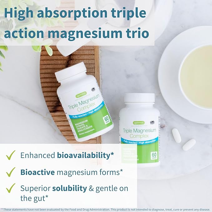 Triple Magnesium Complex + High Absorption Curcumin C3 Complex Vegan Bundle High Absorption Chelated Glycinate Taurate &amp Citrate Magnesium + 300% Greater Absorption Curcuminoids with Rapid Upta