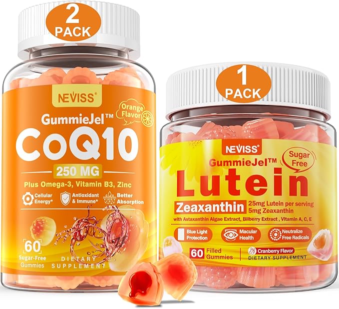 NEVISS Sugar Free Lutein Gummies 60 Count + CoQ10 Gummies 120 Count