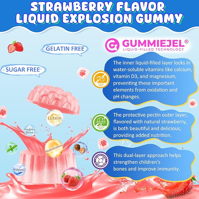 Bundle: Akkermansia Probiotics Gummies with Prebiotics Fiber &amp Calcium + D3 &amp Magnesium Filled Gummies for Kids 4+