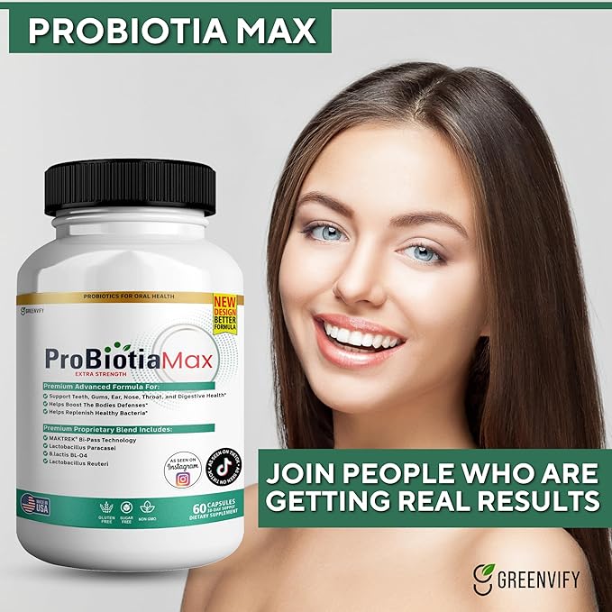 ProBiotia Max 40 Billion CFU Extra Strength Oral Probiotic Supplement 60 Capsules Supports Teeth and Gum Health Gluten Free (1)