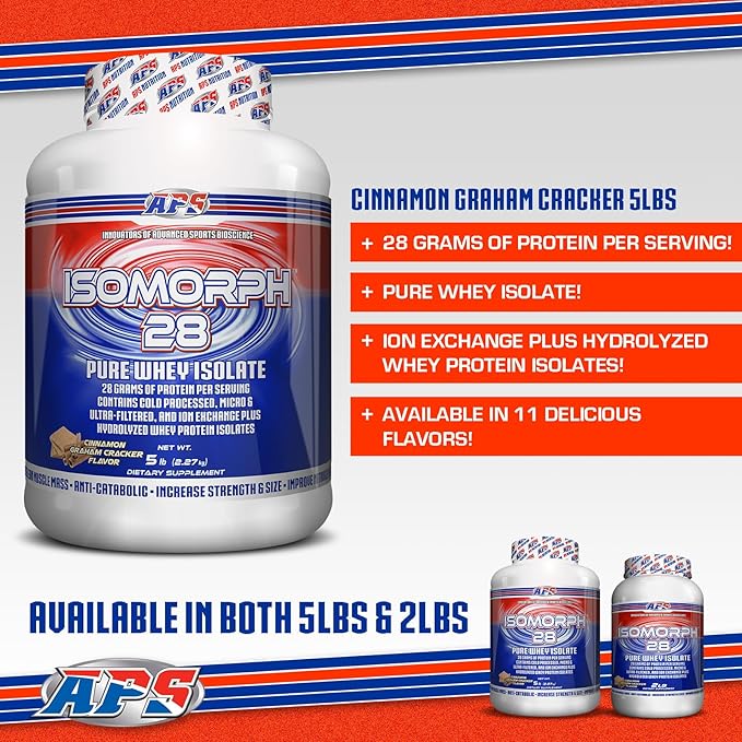APS Nutrition Isomorph 28 Protein Powder | Pure Whey Isolate | Cold Pressed Ultra- Filtered &amp Ion Exchange Isolates | 28g Protein | 5 Pound (Cinnamon Graham Cracker)