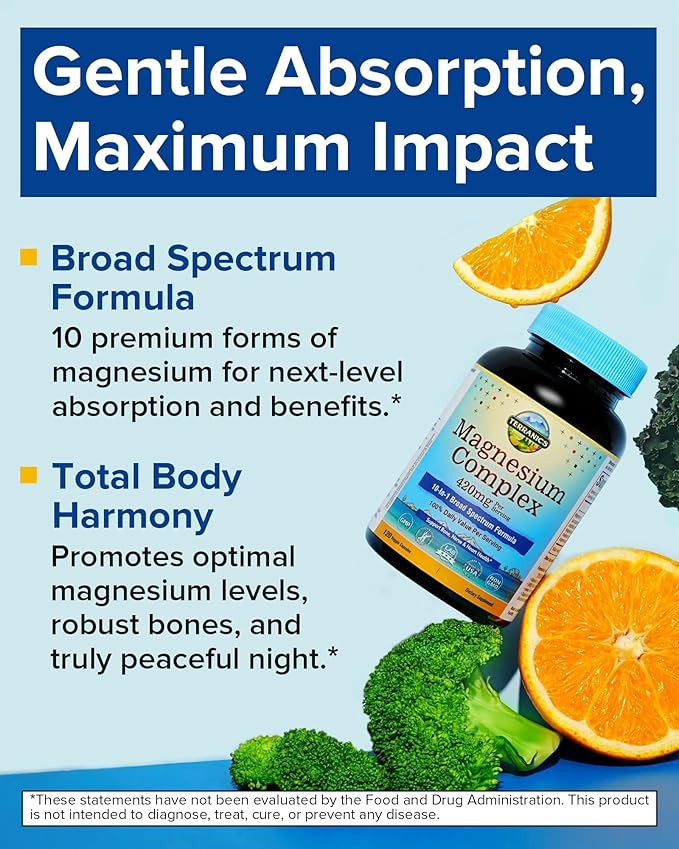 Terranics Magnesium Complex &amp Moringa Capsules Bundle - 420mg 10-in-1 Full Spectrum Magnesium with Glycinate &amp Citrate + 11300mg Pure Moringa Oleifera Leaf Powder - High Absorption Formula 12