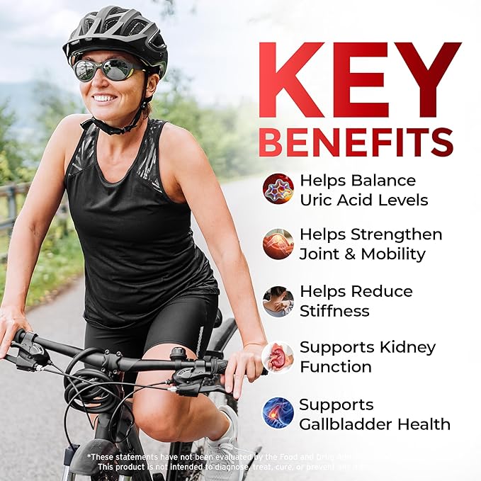 #1 URIC GO Uric Acid Cleanse Support Supplement for G.O.U.T - Natural Kidney Cleanse Detox Formula Chanca Piedra Celery Seed Tart Cherry Cranberry Pomegranate Turmeric Vegan Non-GMO 60 Capsules