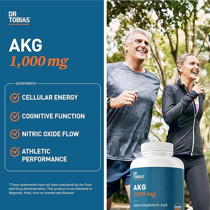 Dr. Tobias AKG Supplement &amp Magnesium Bisglycinate - Support Energy Levels Muscle Nerve &amp Bone Health with High-Absorption Magnesium and Bioavailable AKG Vegan Non-GMO
