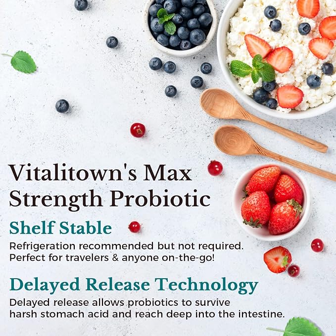 Vitalitown Probiotics &amp Calcium Bundle: 120 Billion CFU with Prebiotics &amp Enzymes for Digestive &amp Immune Support Plus High Absorption Calcium with D3 for Bone Strength
